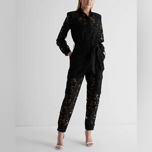 NWT Lace Button Front Cargo Straight Leg Jumpsuit Sz XS